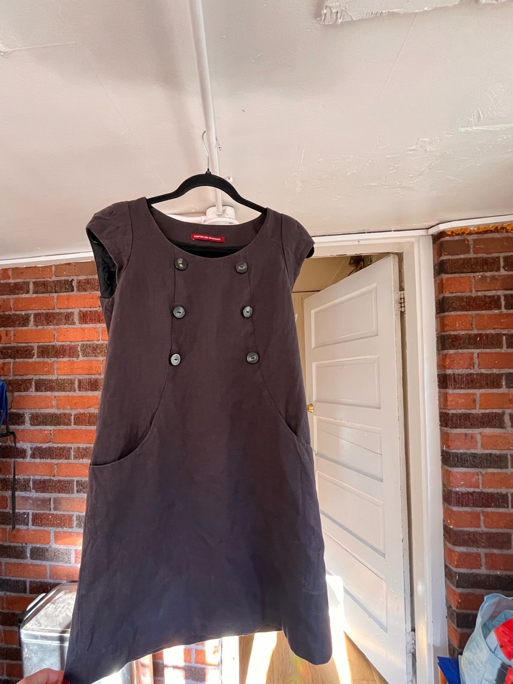 Comptoir Des Cotonniers Black Double-Breasted Shift Dress